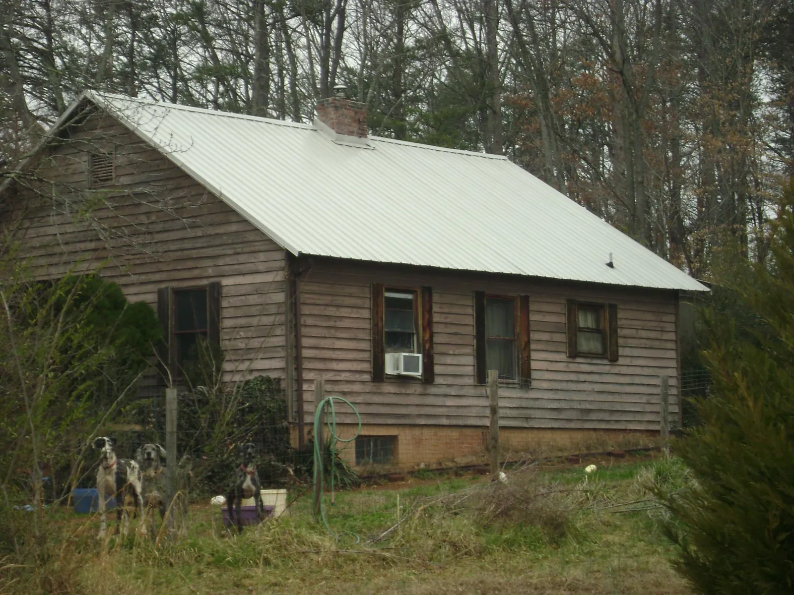 White metal roof on an old wood sided farmhouse, from a Metal Roof Installation job in Harwood